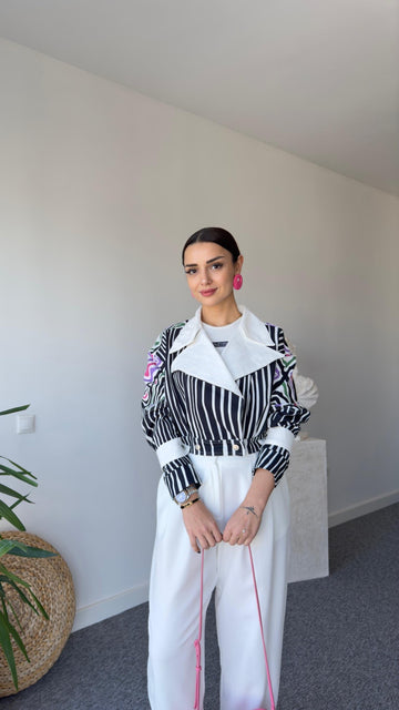 Tori Back Tassel Design Zebra Pattern Jacket