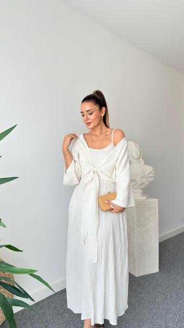 Merla Beige Two-Piece Dress Set
