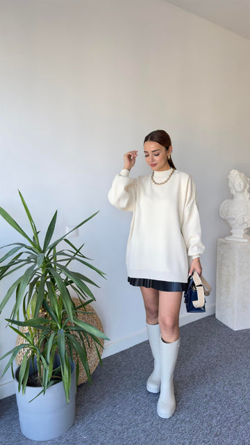 Balloon Sleeve Beige Sweater
