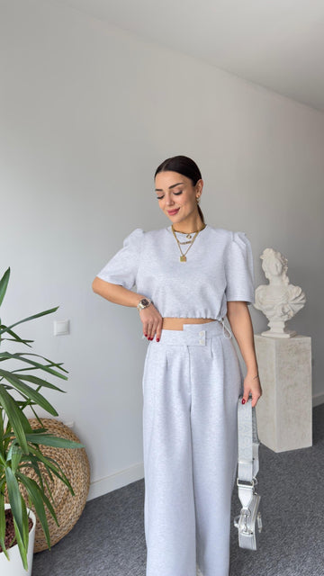 Mande Balloon Sleeve Gray T-shirt