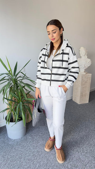 Black Striped Raised Sweater