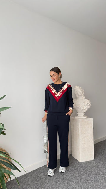 Liveya Red Stripe Detailed Modal Suit