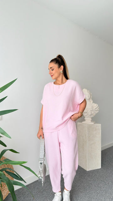 Pink Jaker Linen Casual Suit