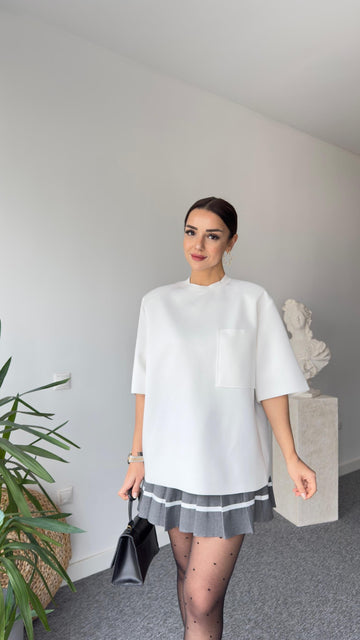 Back Zippered Zra Model Padded White Blouse