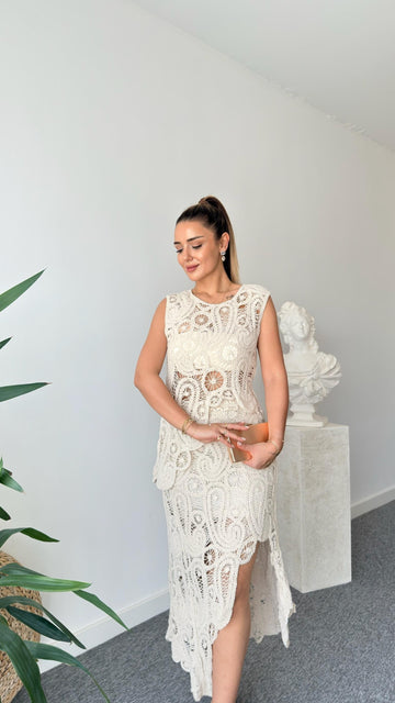 Asymmetrical Embroidered Skirt and Blouse Set