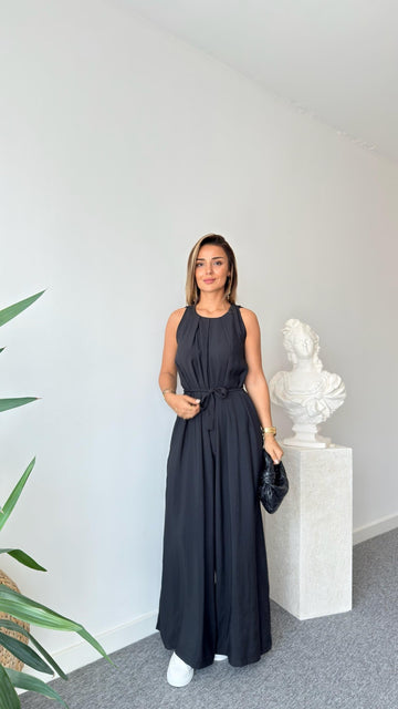Black Maja Orj Brand Belted Jumpsuit