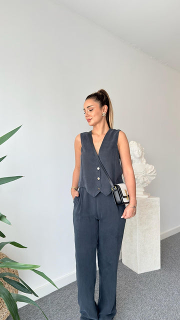 Anthracite Clare Tencel Suit with Vest