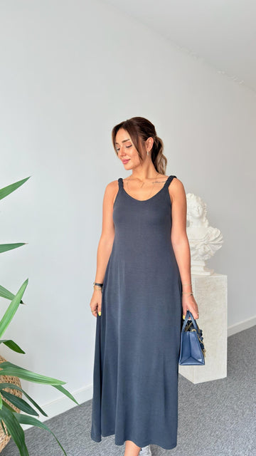 Anthracite Modal Dress with Elastic Straps
