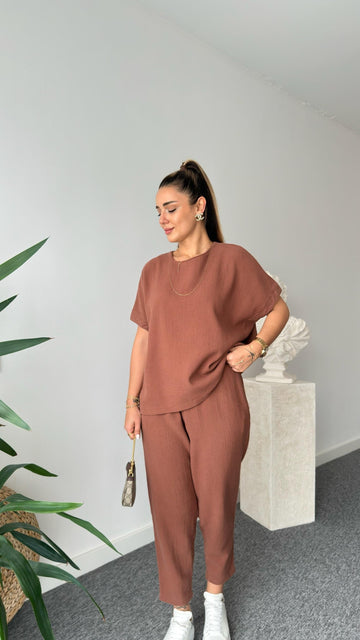 Brown Jaker Linen Casual Suit