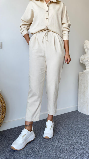 Ventu Elastic Waist Linen Trousers