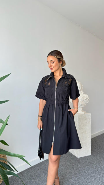Black Lefol Embroidered Detailed Dress