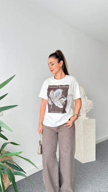 Stoned and Flower Printed T-shirt