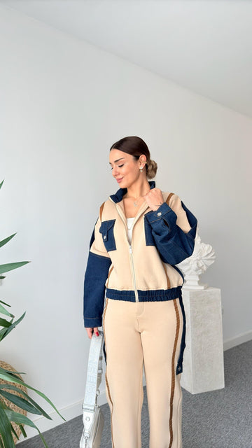 Camel Tero Denim Garnish Tracksuit