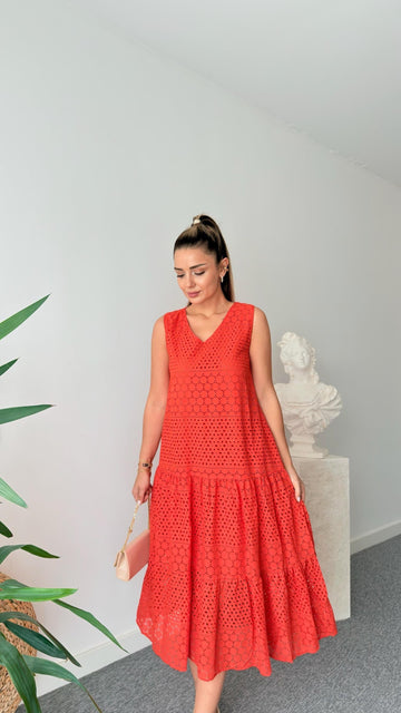 Orange Oslo V-Neck Cutaway Dress