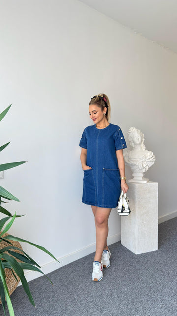 Vain Front Pocket Jean Dress