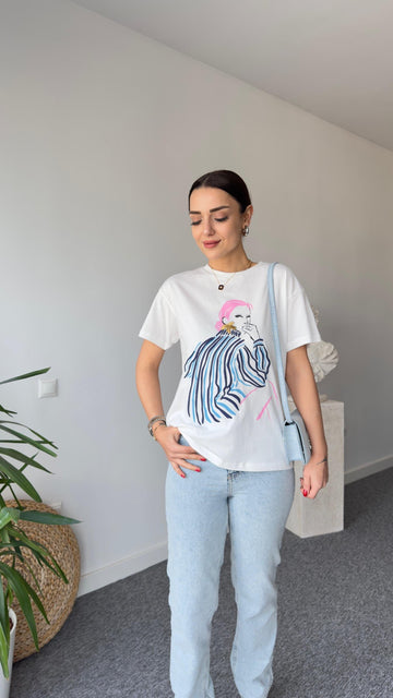 Avol Girl Printed White T-shirt