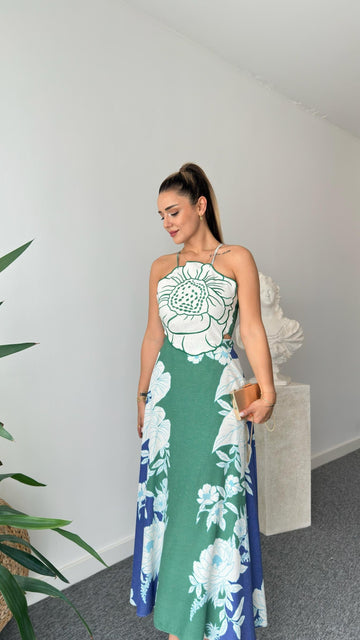 Green Design Floral Patterned Dress