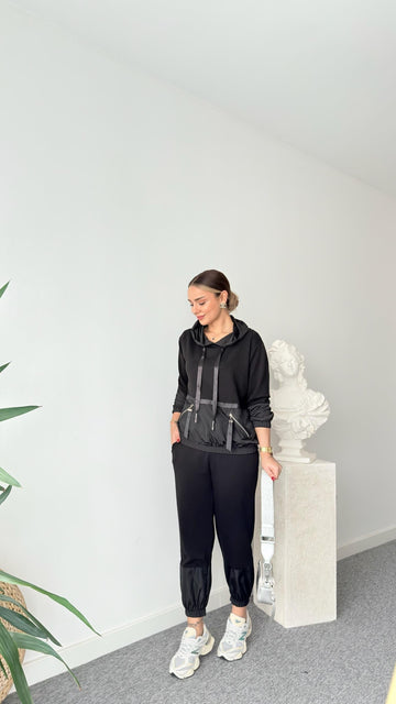 Black Design Suit with Parachute Detail