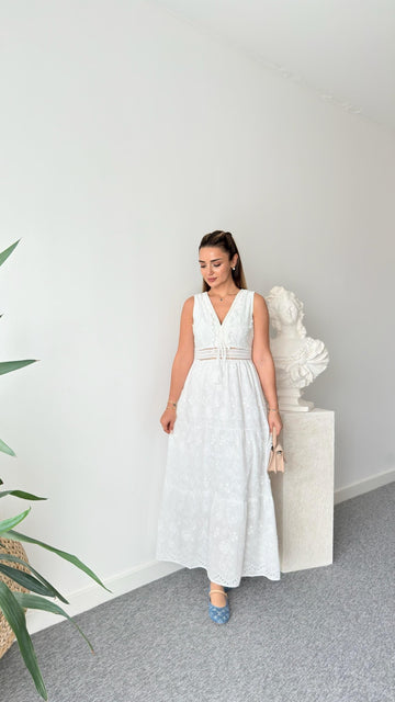 Premium White Cutwork Dress with Pigot Lining