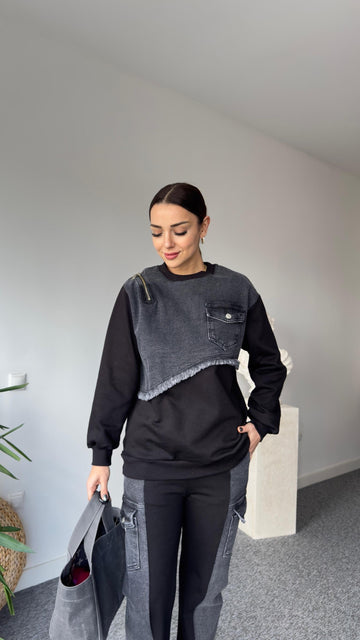 Vives Anthracite Denim Detailed Suit