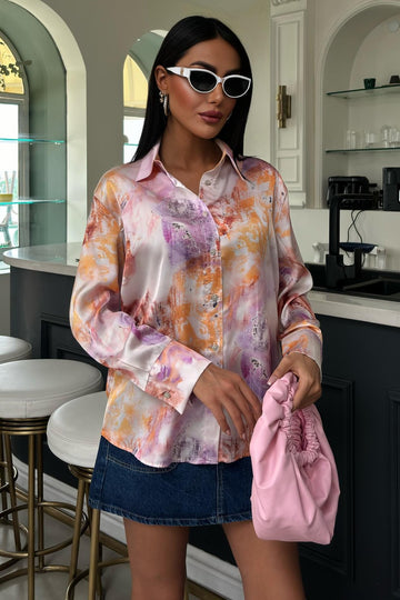 Batik Patterned Satin Shirt