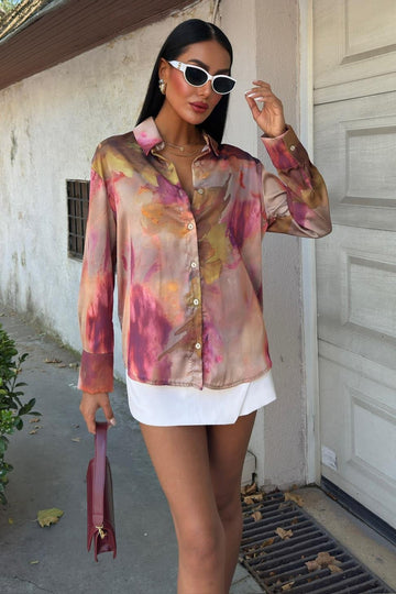 Batik Patterned Satin Shirt