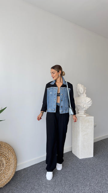 Black Trousers with Nori Waist Detail