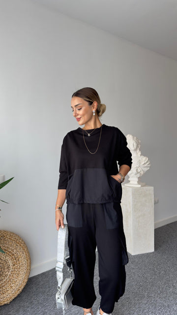 Moreno Back Buttoned Black Sweater