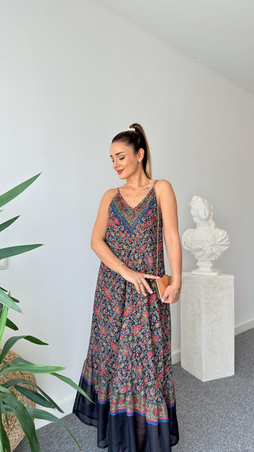 Vela Zra Model Floral Patterned Chiffon Dress