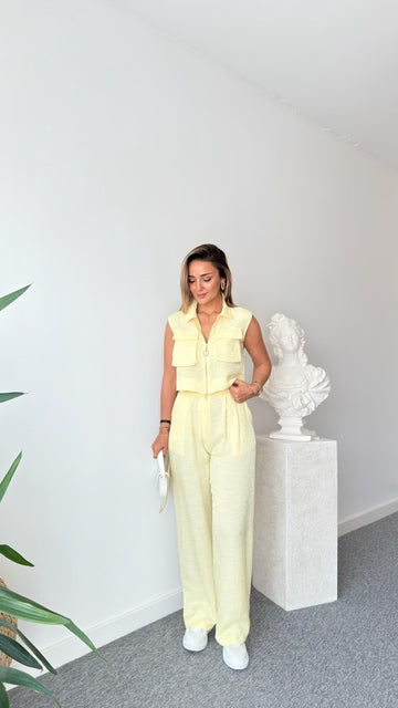 Yellow Gjen Zippered Two Piece Suit