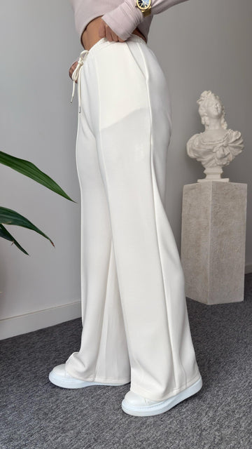 Çimalı Oys Elastic Waist Ecru Modal Trousers