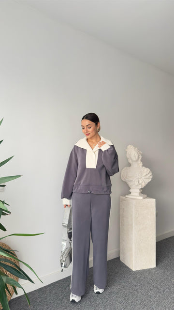 Grey Color Transitional Premium Oys Modal Suit