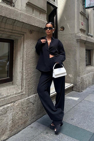 Larissa Striped Suit Black