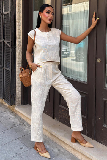 Shalina Süzüne Embroidered Crop Suit 9796-08