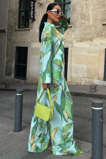 Leaf Patterned Linen Suit