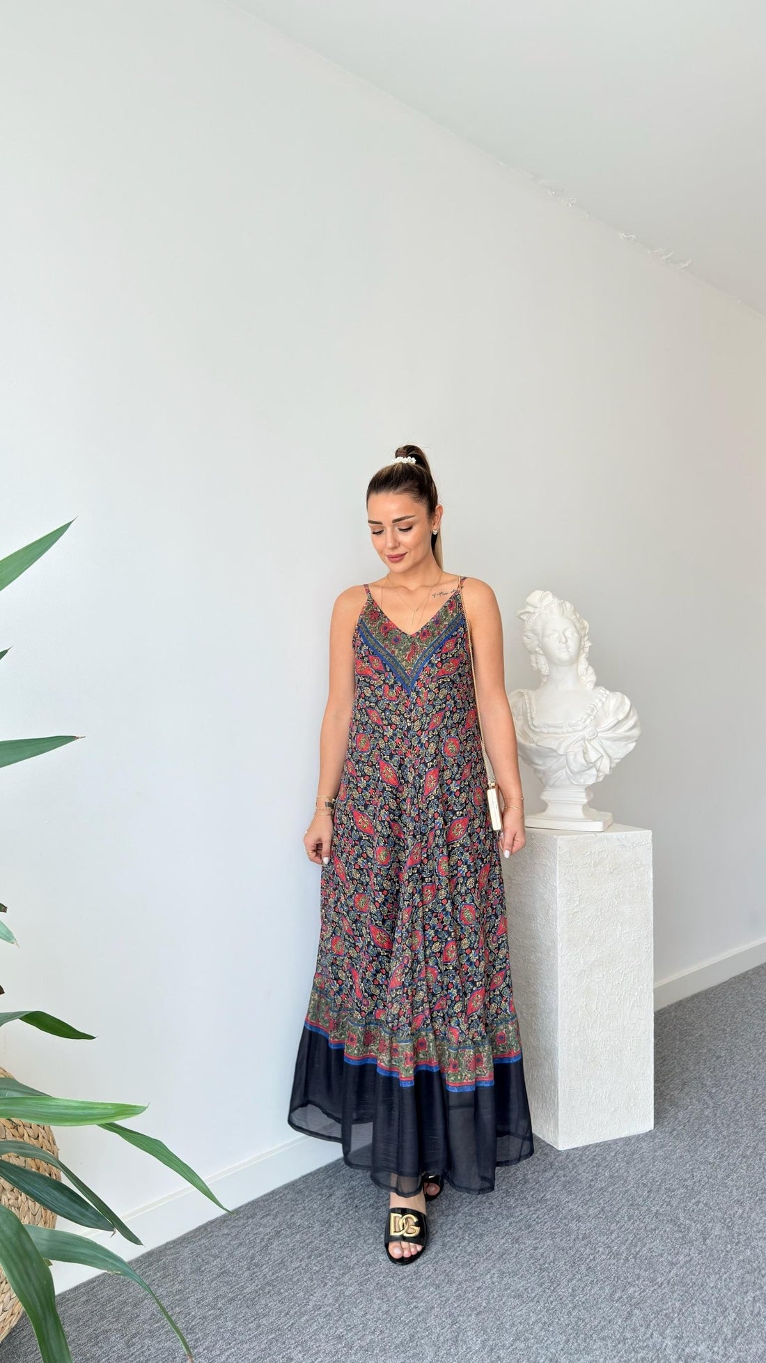 Vela Zra Model Floral Patterned Chiffon Dress