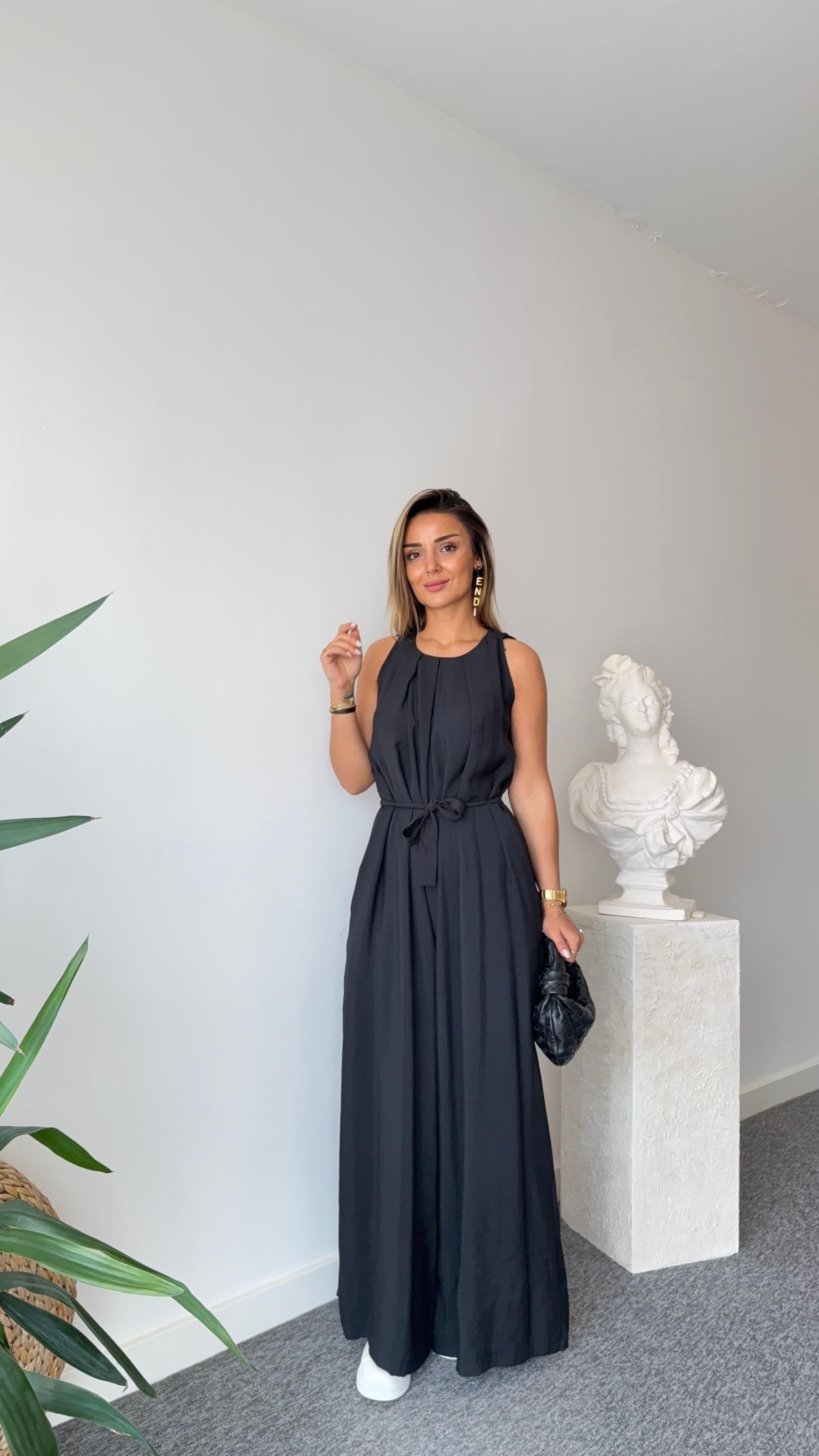 Black Maja Orj Brand Belted Jumpsuit