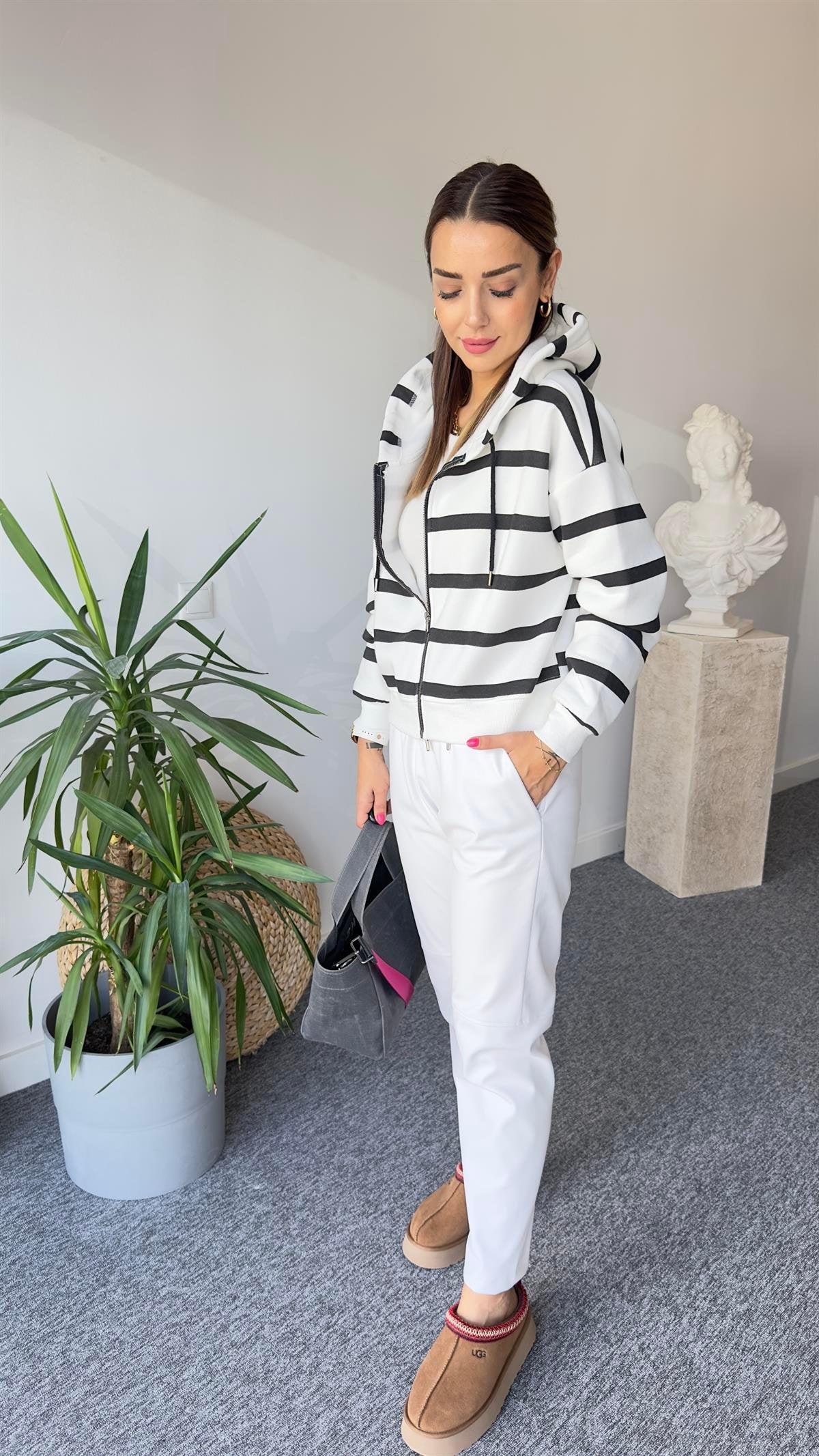 Black Striped Raised Sweater