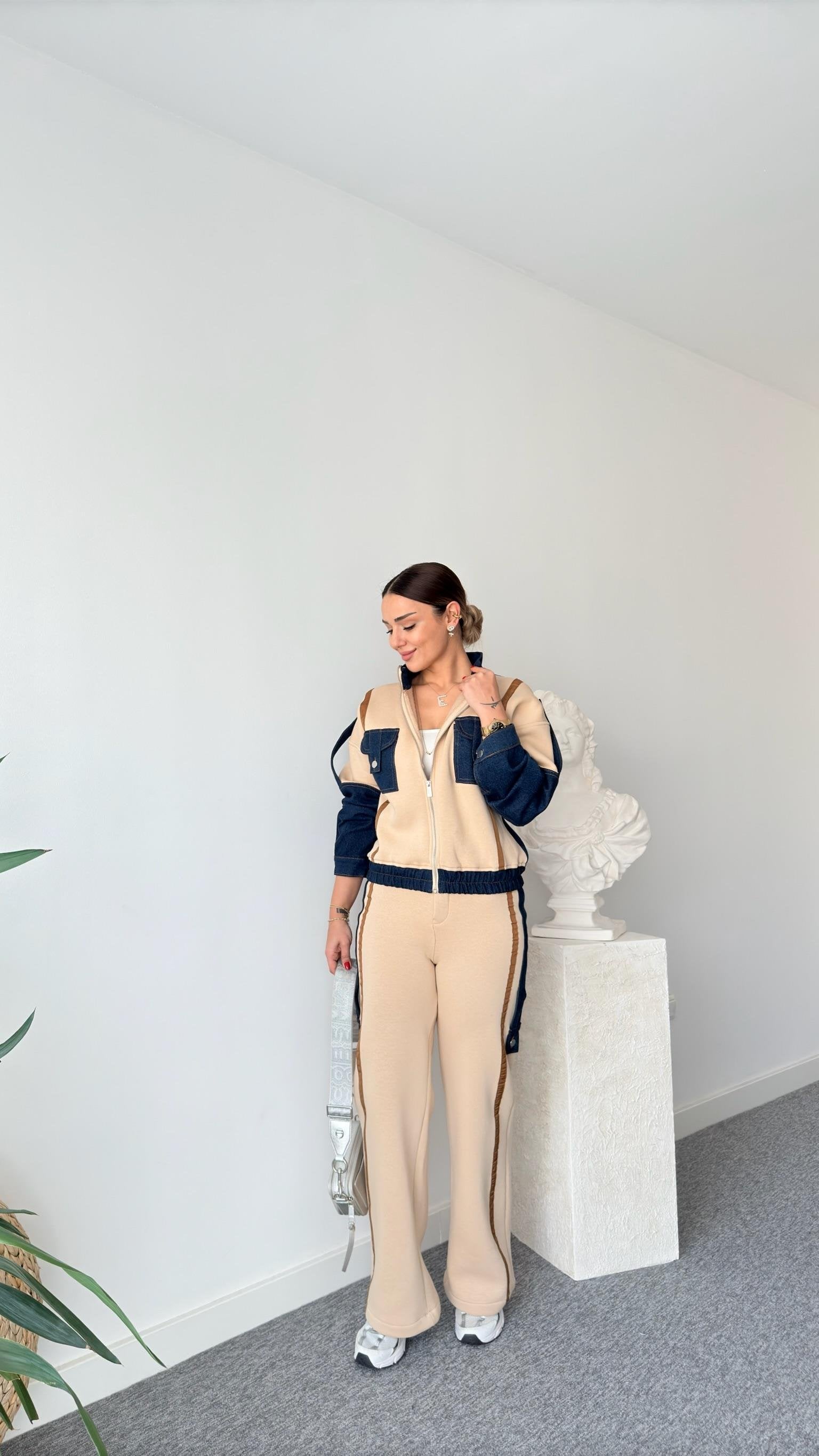 Camel Tero Denim Garnish Tracksuit