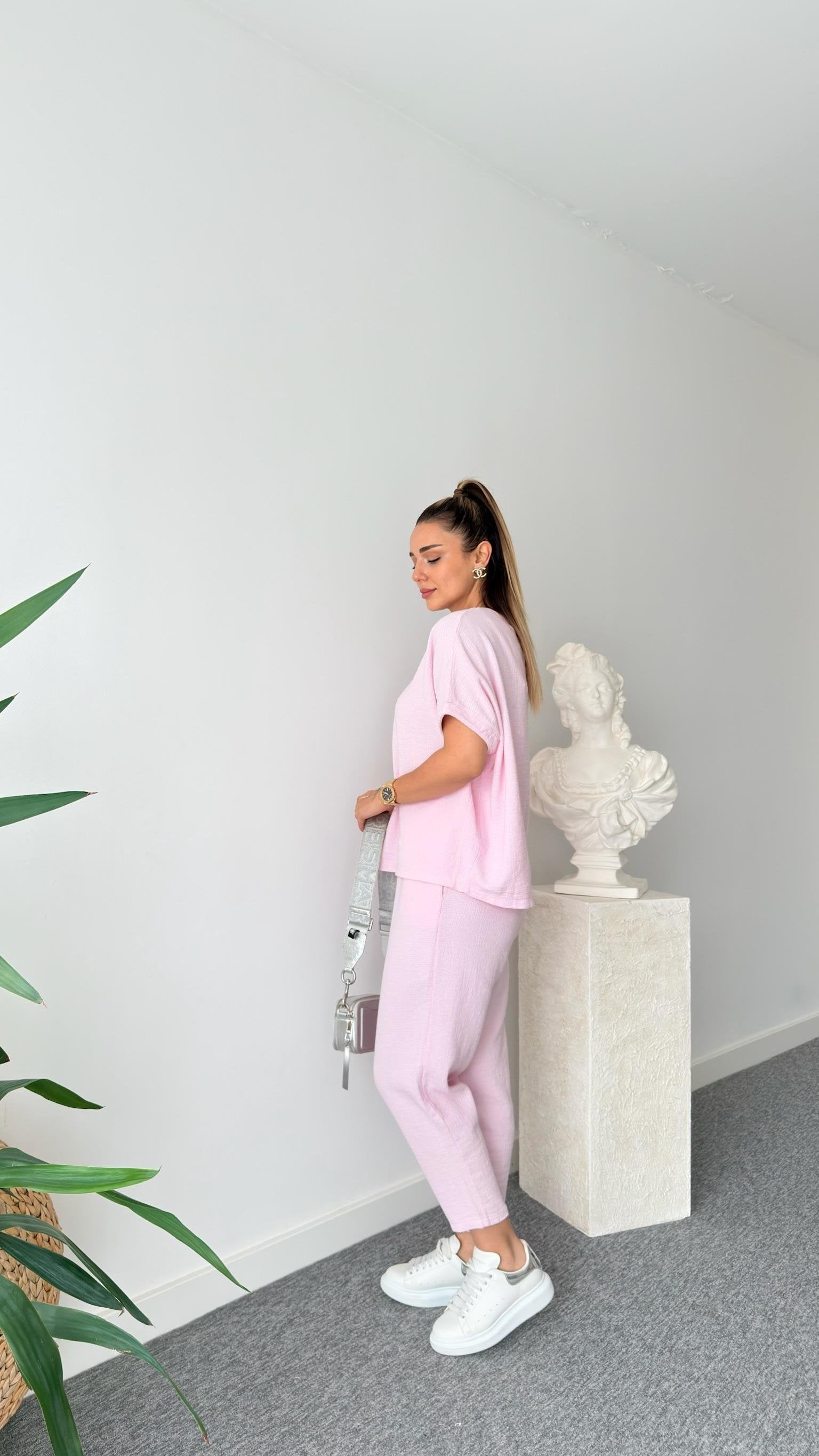Pink Jaker Linen Casual Suit
