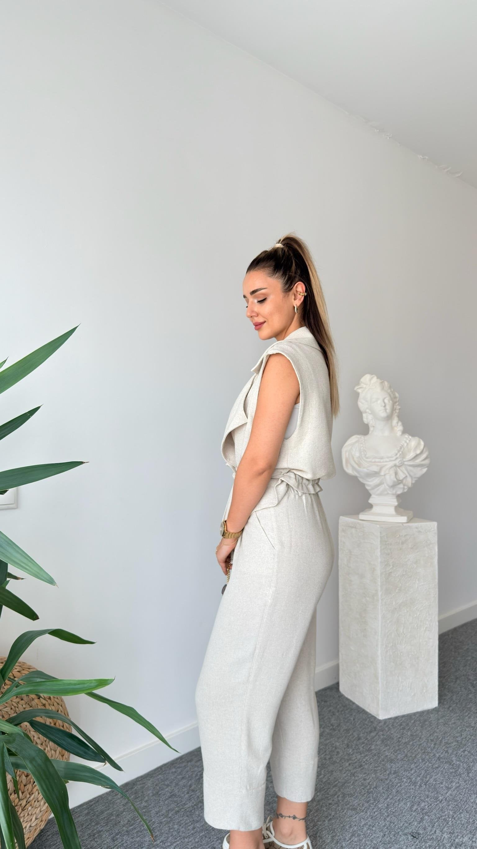 Weren Vested Natur Linen Suit