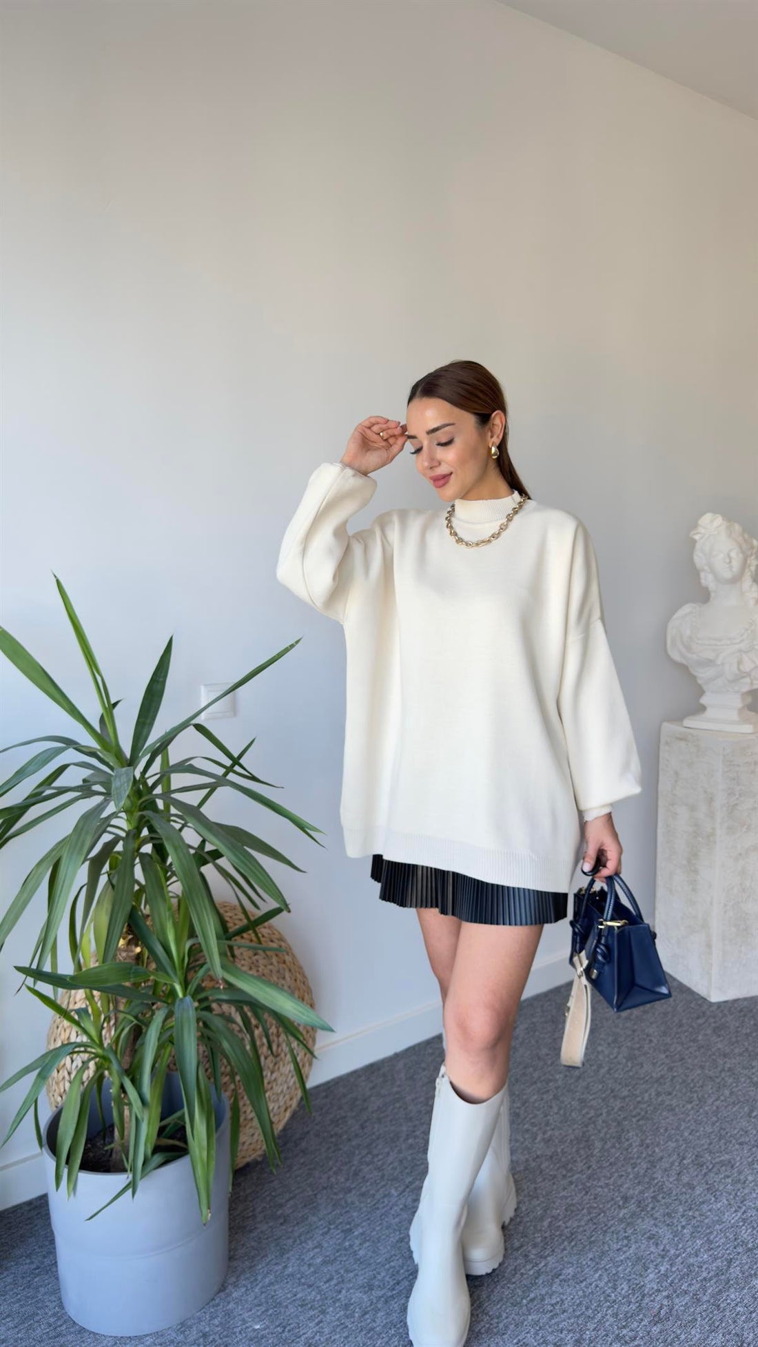 Balloon Sleeve Beige Sweater