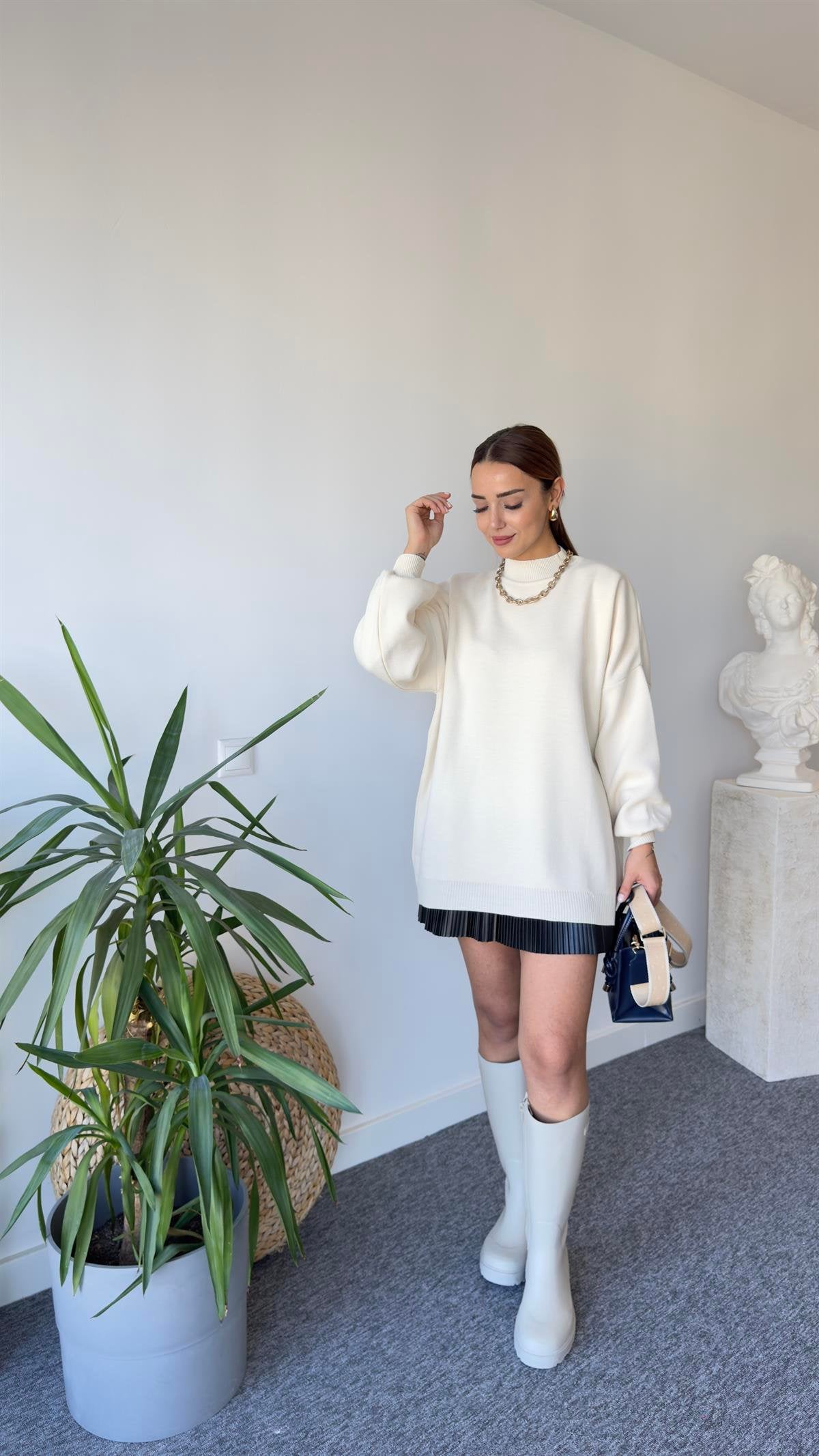 Balloon Sleeve Beige Sweater