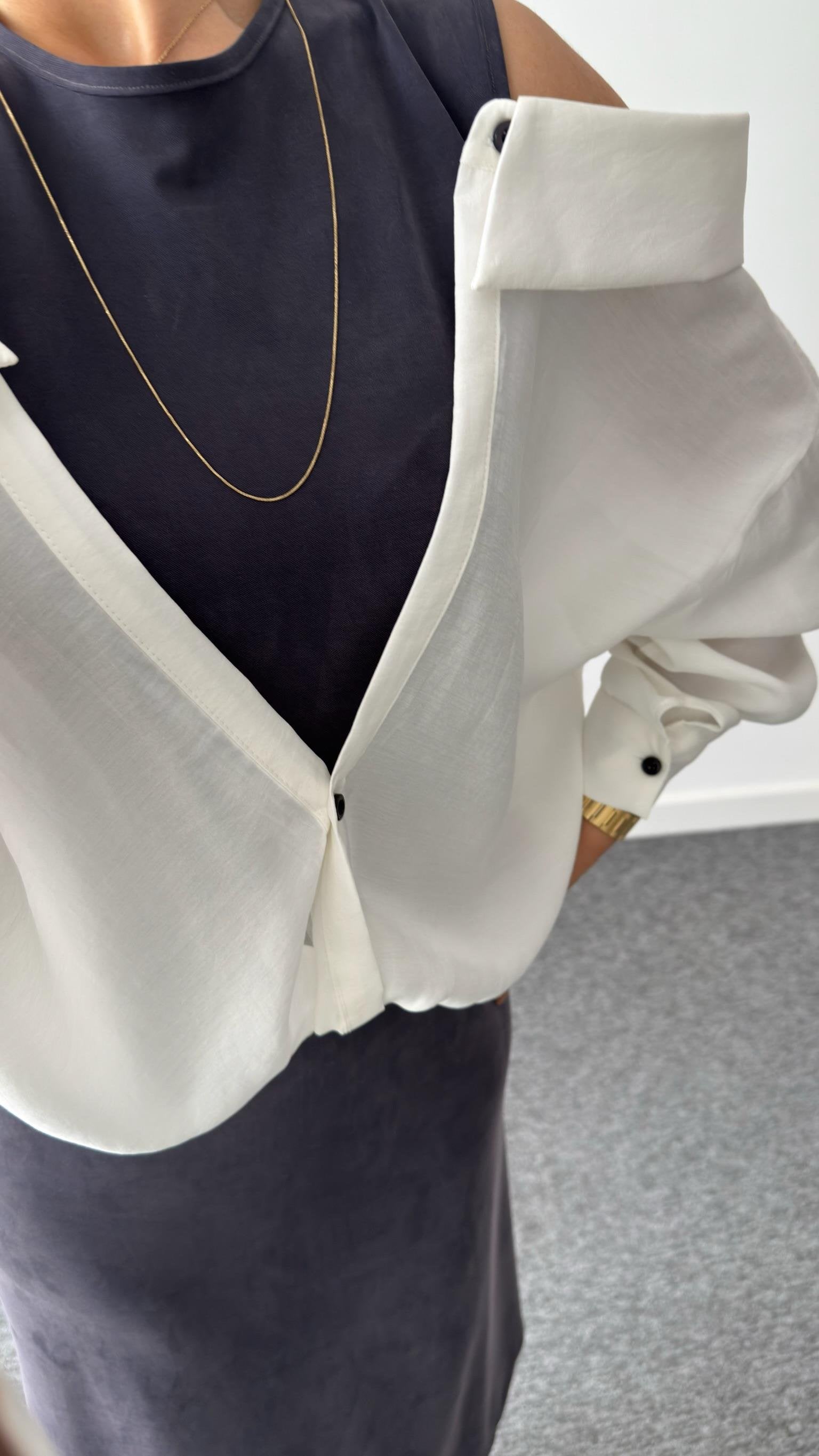 Black Premium Shirt Detailed Modal Dress