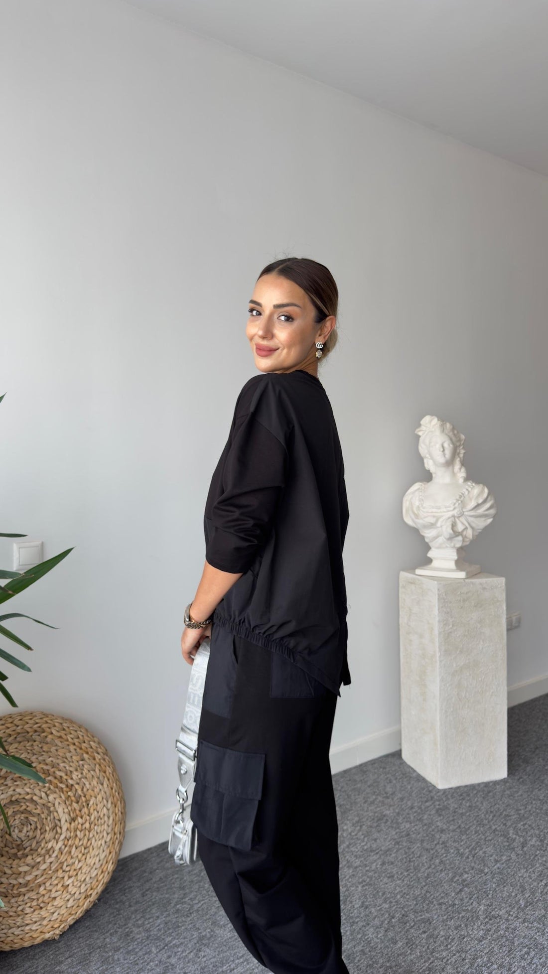 Moreno Back Buttoned Black Sweater