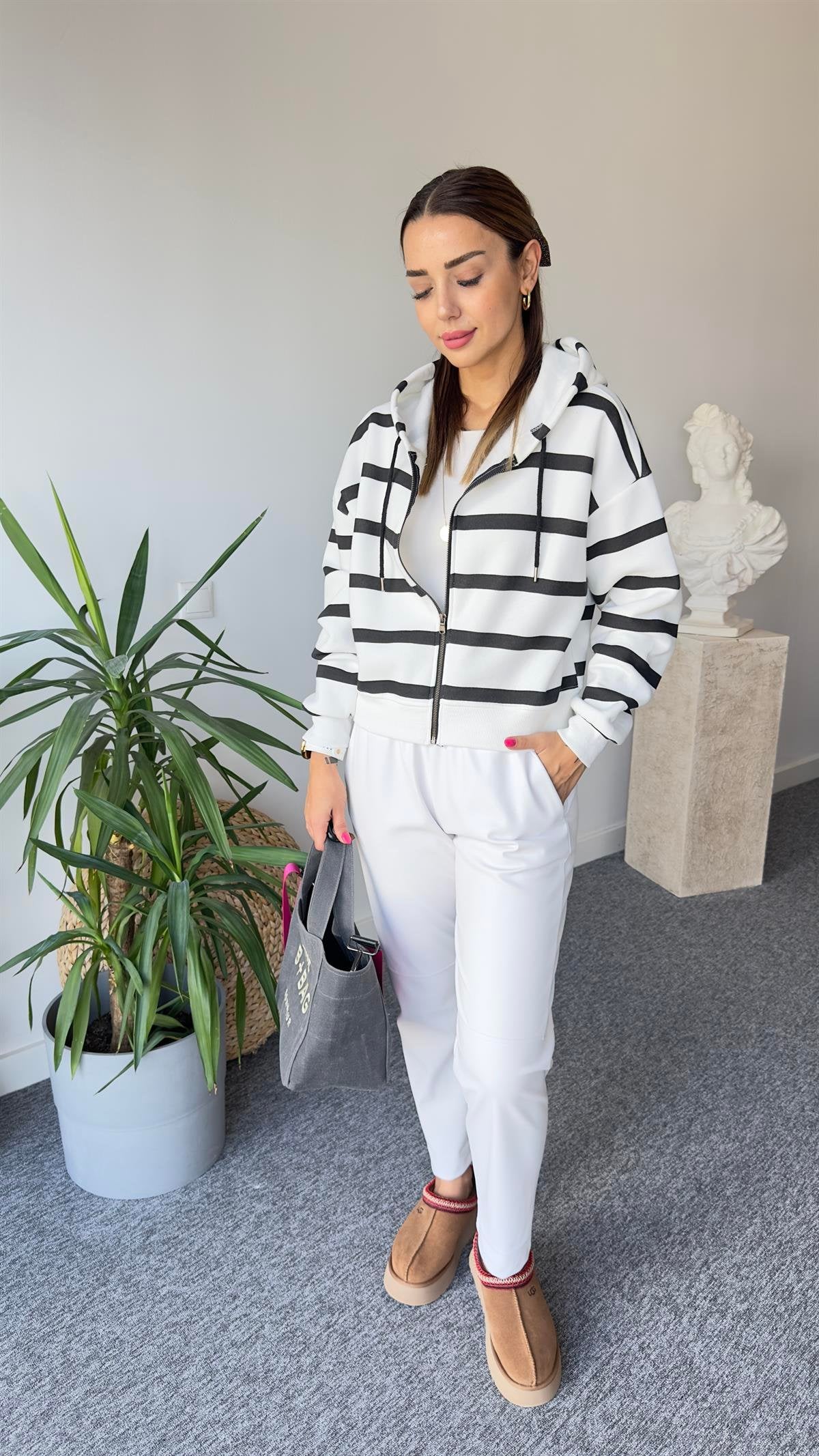 Black Striped Raised Sweater
