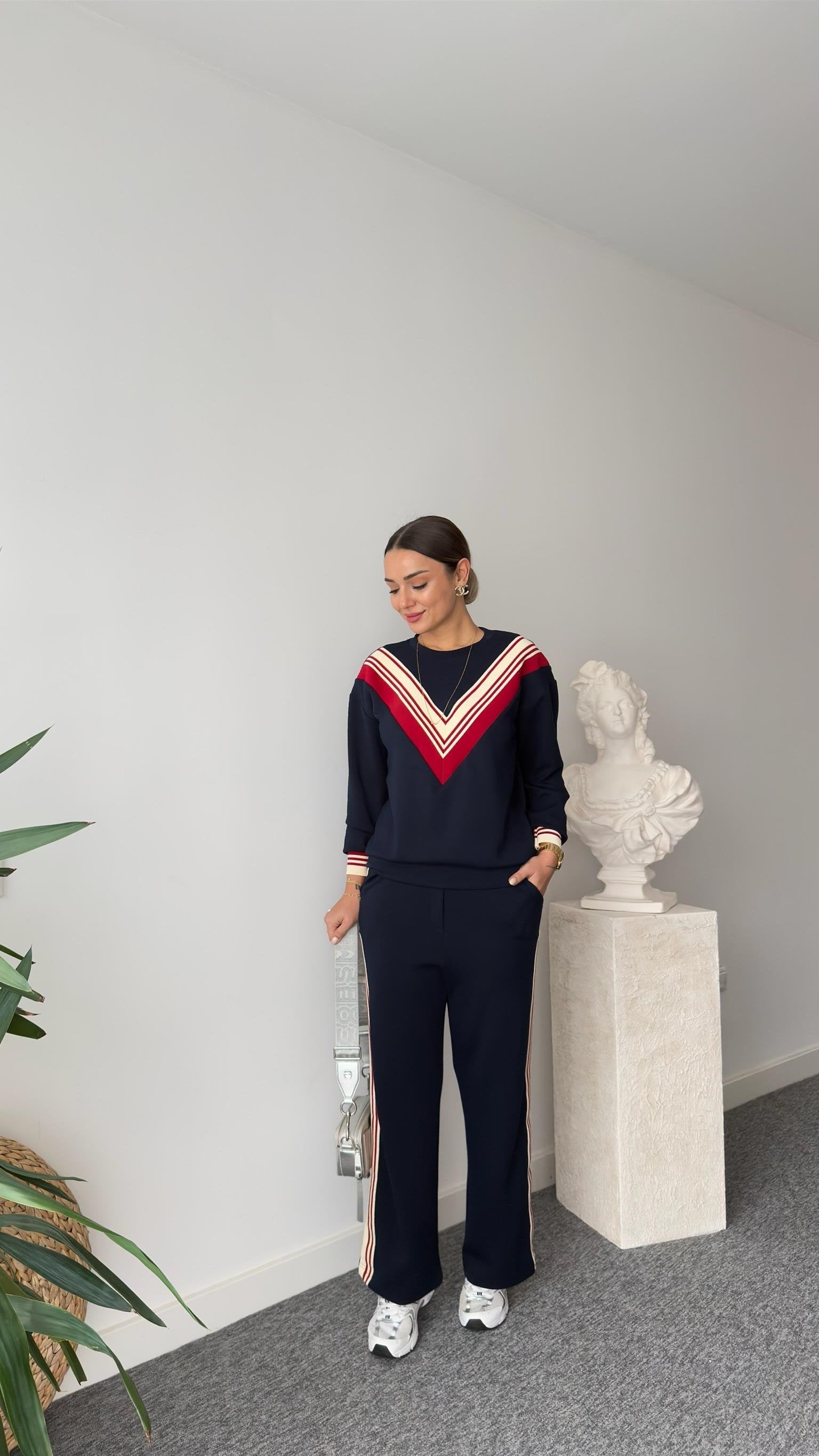 Liveya Red Stripe Detailed Modal Suit