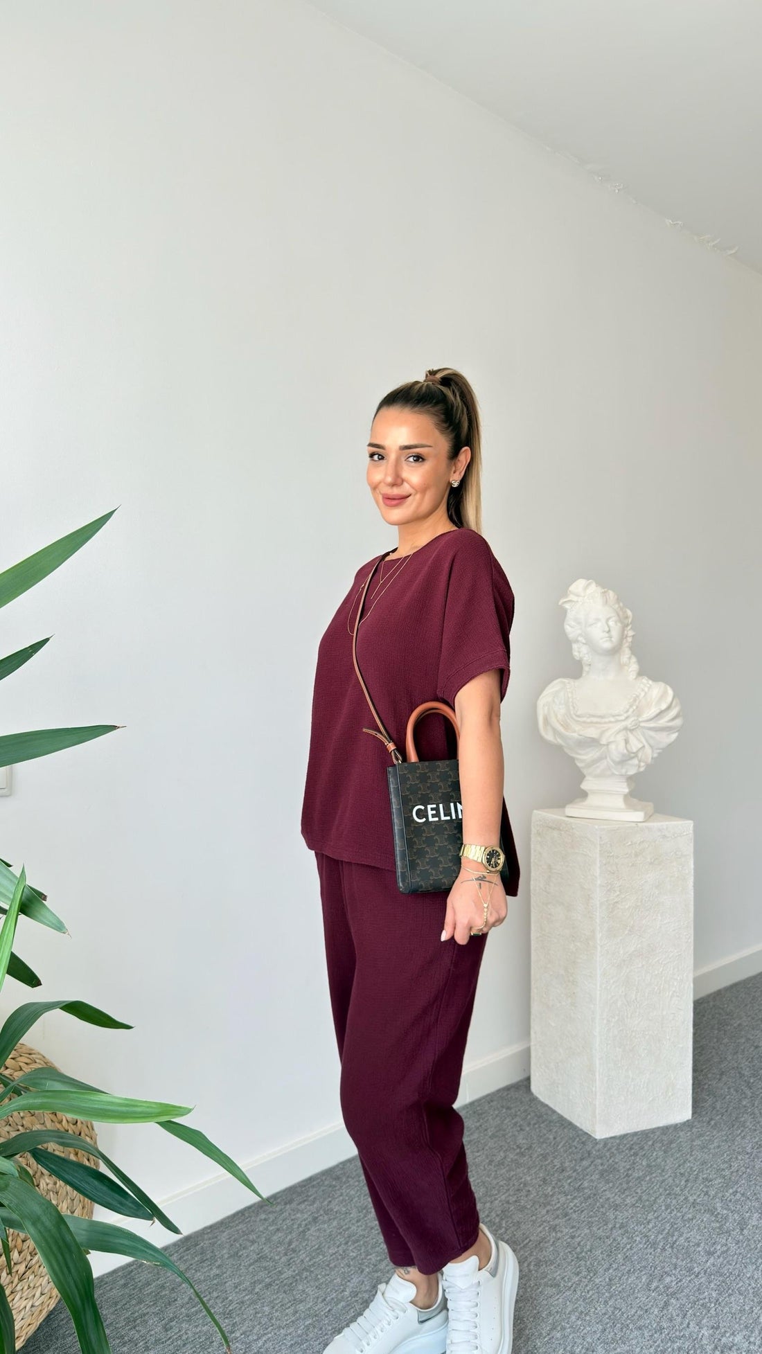 Claret Red Jaker Linen Casual Suit