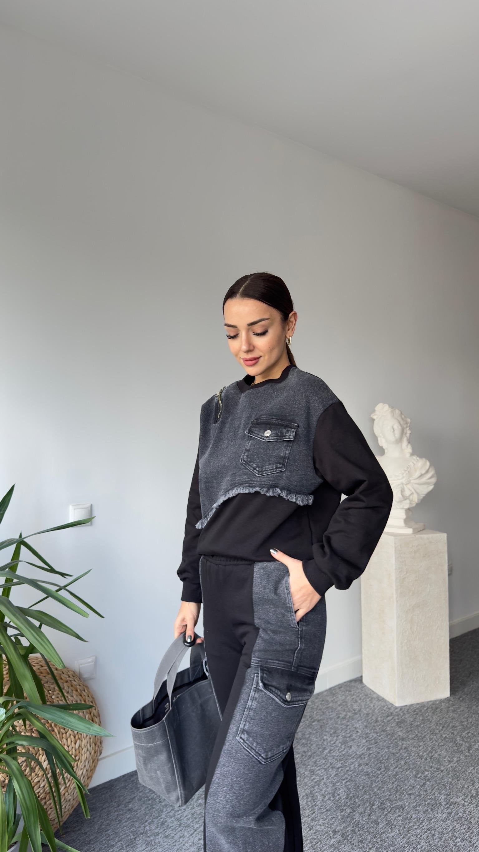 Vives Anthracite Denim Detailed Suit