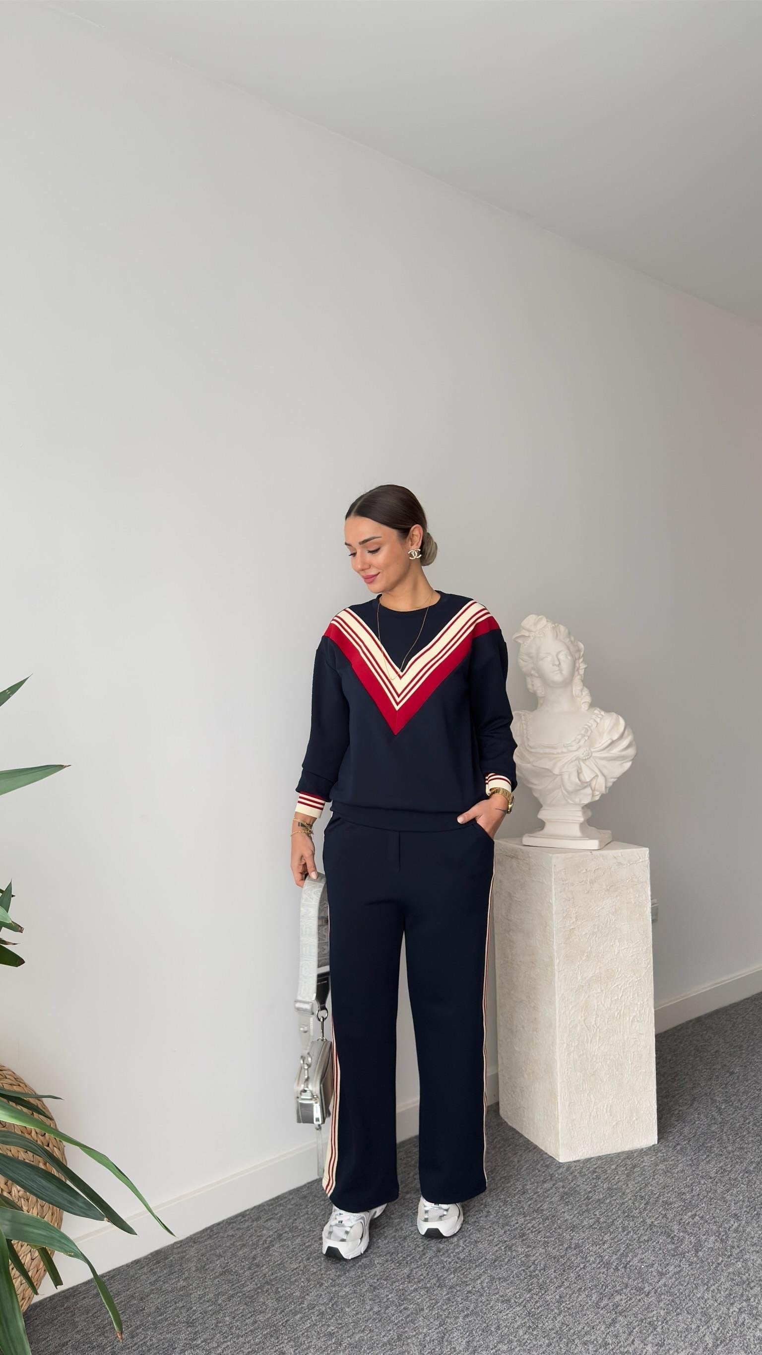 Liveya Red Stripe Detailed Modal Suit
